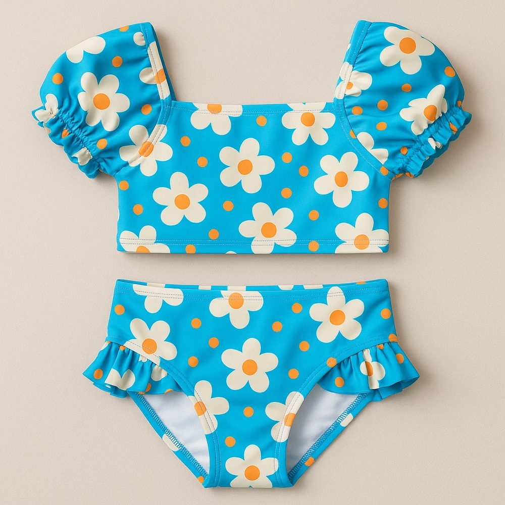 Cat & Jack Blue Daisy Print Two-Piece Swim Set